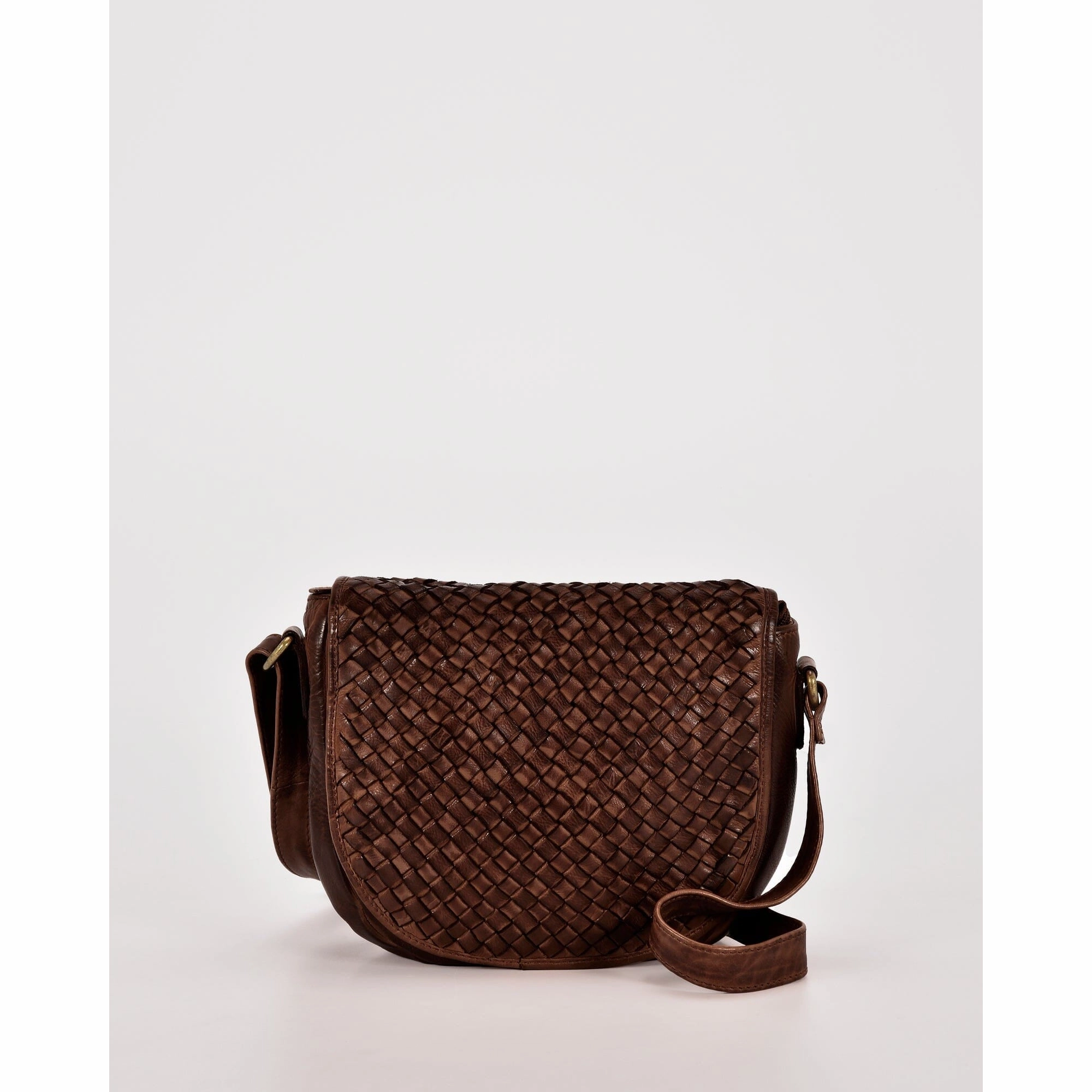 COBB & CO Carrara Leather Plaited Flap Crossbody