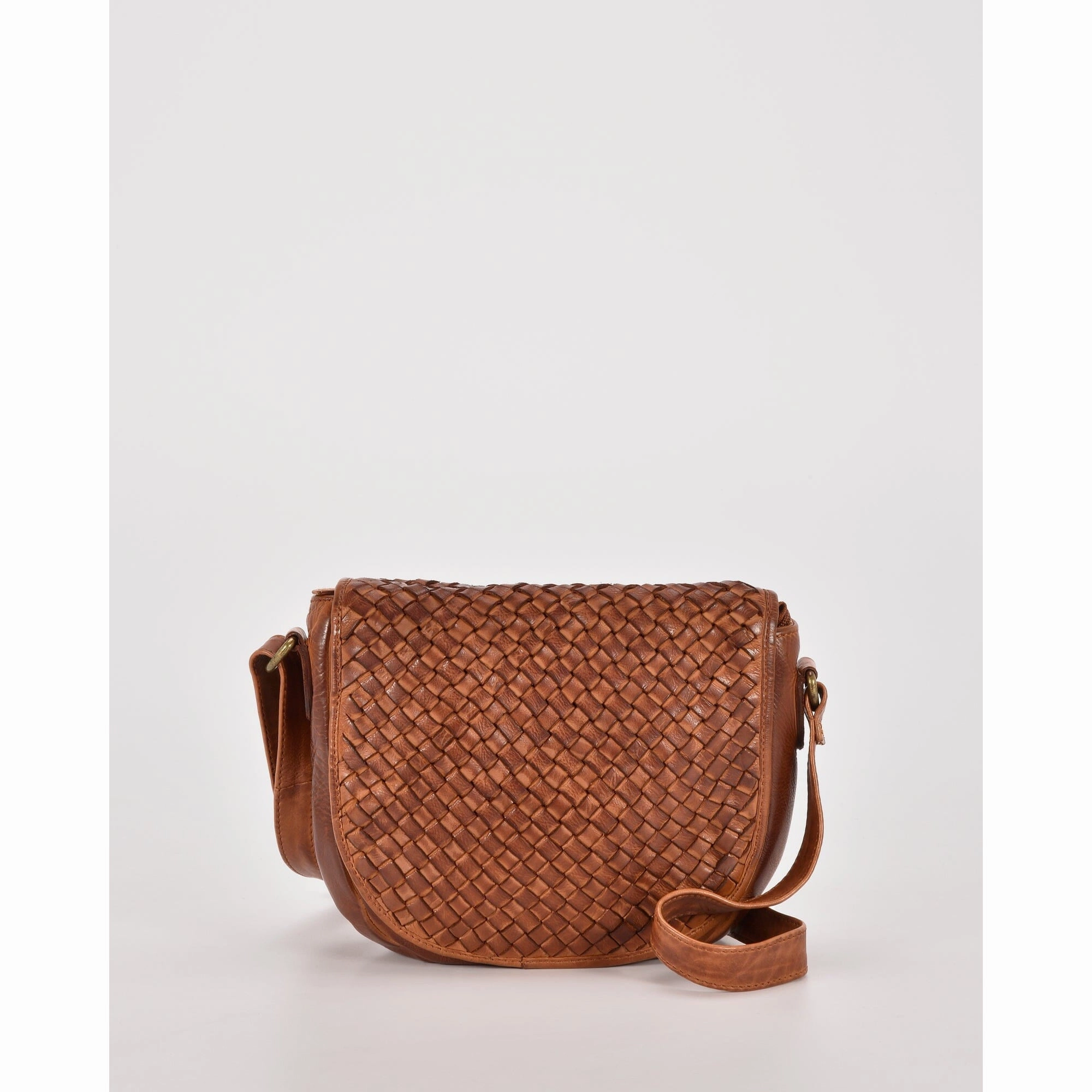 COBB & CO Carrara Leather Plaited Flap Crossbody
