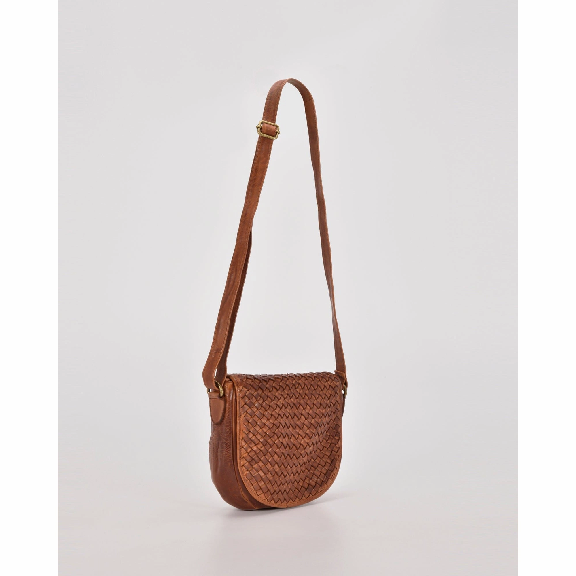 COBB & CO Carrara Leather Plaited Flap Crossbody