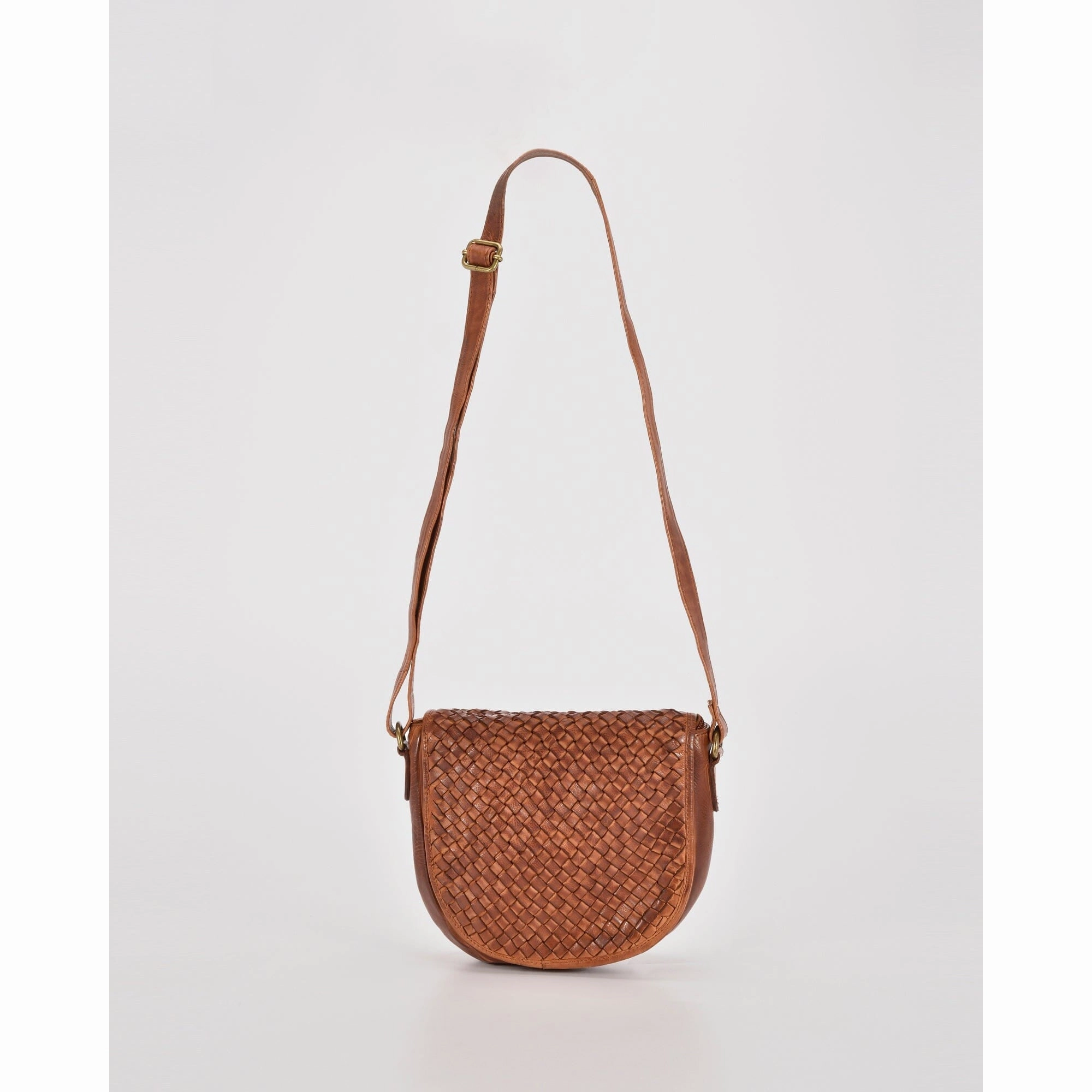 COBB & CO Carrara Leather Plaited Flap Crossbody