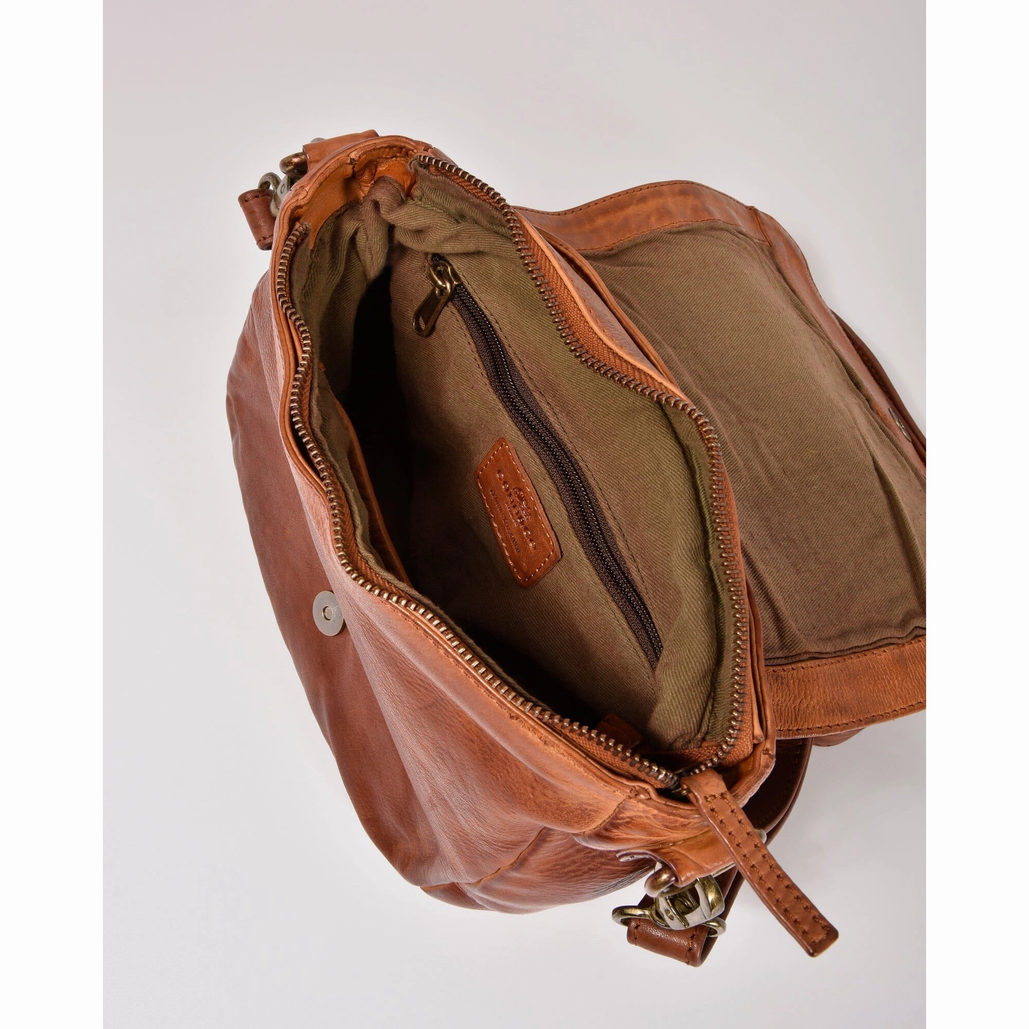 COBB & CO Kenmore Leather Flap Crossbody Bag Chocolate Brown
