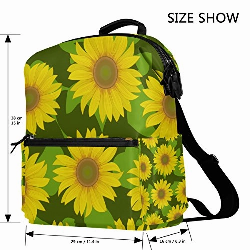 Colourlife Vibrant Sunflowers Stylish Casual Shoulder Backpacks Laptop School Bags Travel