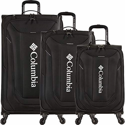 Columbia Luggage Cabin Lake 3 Piece Expandable Spinner Luggage Set (Black)