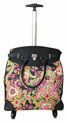 Computer/Laptop Rolling Bag 4 Wheel Case Paisley Green