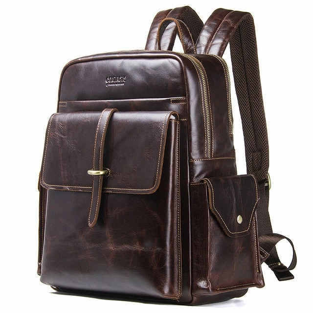 Contact'S 100% Cowhide Leather Men'S Backpack For 13 Inch Laptop Genuine Leather Bagpack Casual