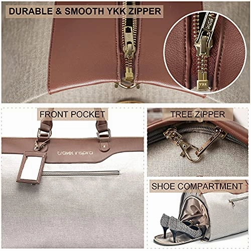 Convertible Garment Bag with Shoulder Strap, Travel Weekender Overnight Carry on Garment Duffel Bag for Women with Shoes Compartment - 2 in 1 Hanging Suitcase Suit Travel Bags