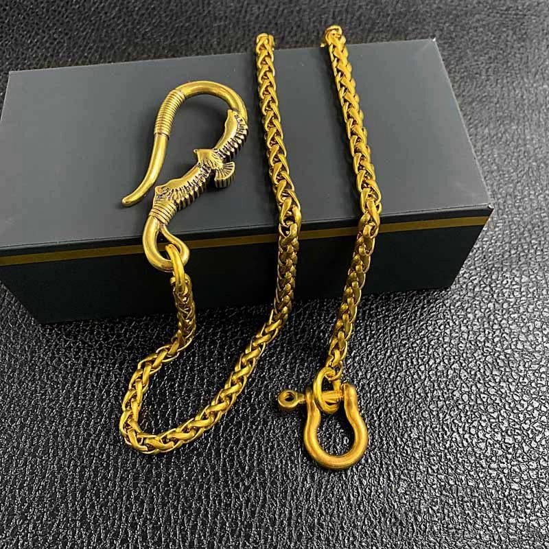 Cool Brass 18" Mens Flying Eagle Key Chain Pants Chain Wallet Chain Motorcycle Wallet Chain for Men