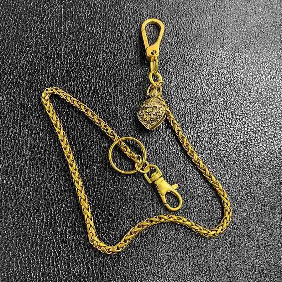 Cool Brass 18" Mens Lion Bell Key Chain Pants Chain Wallet Chain Motorcycle Wallet Chain for Men