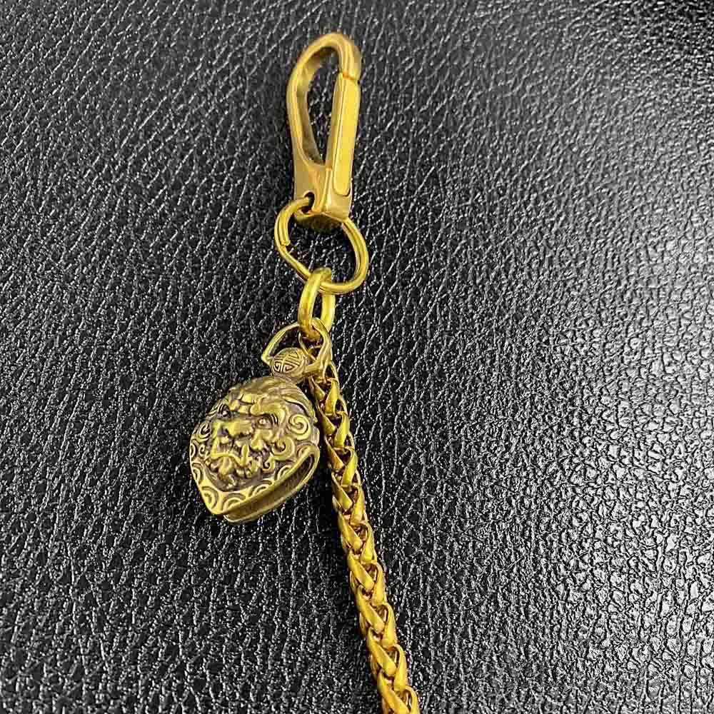 Cool Brass 18" Mens Lion Bell Key Chain Pants Chain Wallet Chain Motorcycle Wallet Chain for Men