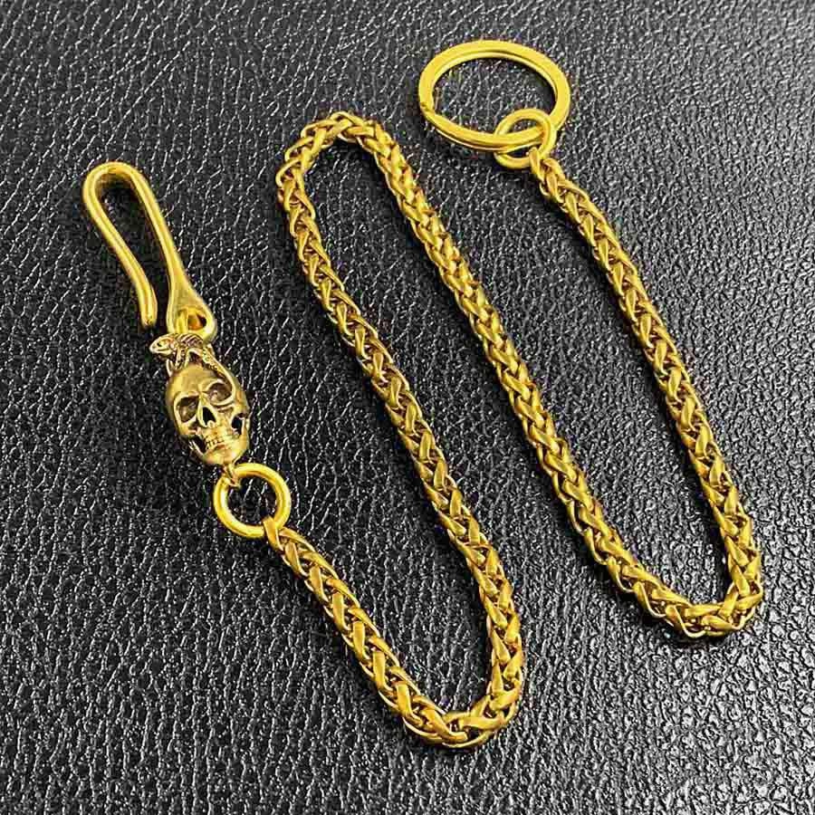 Cool Brass 18" Mens Lizard Skull Key Chain Pants Chain Wallet Chain Motorcycle Wallet Chain for Men