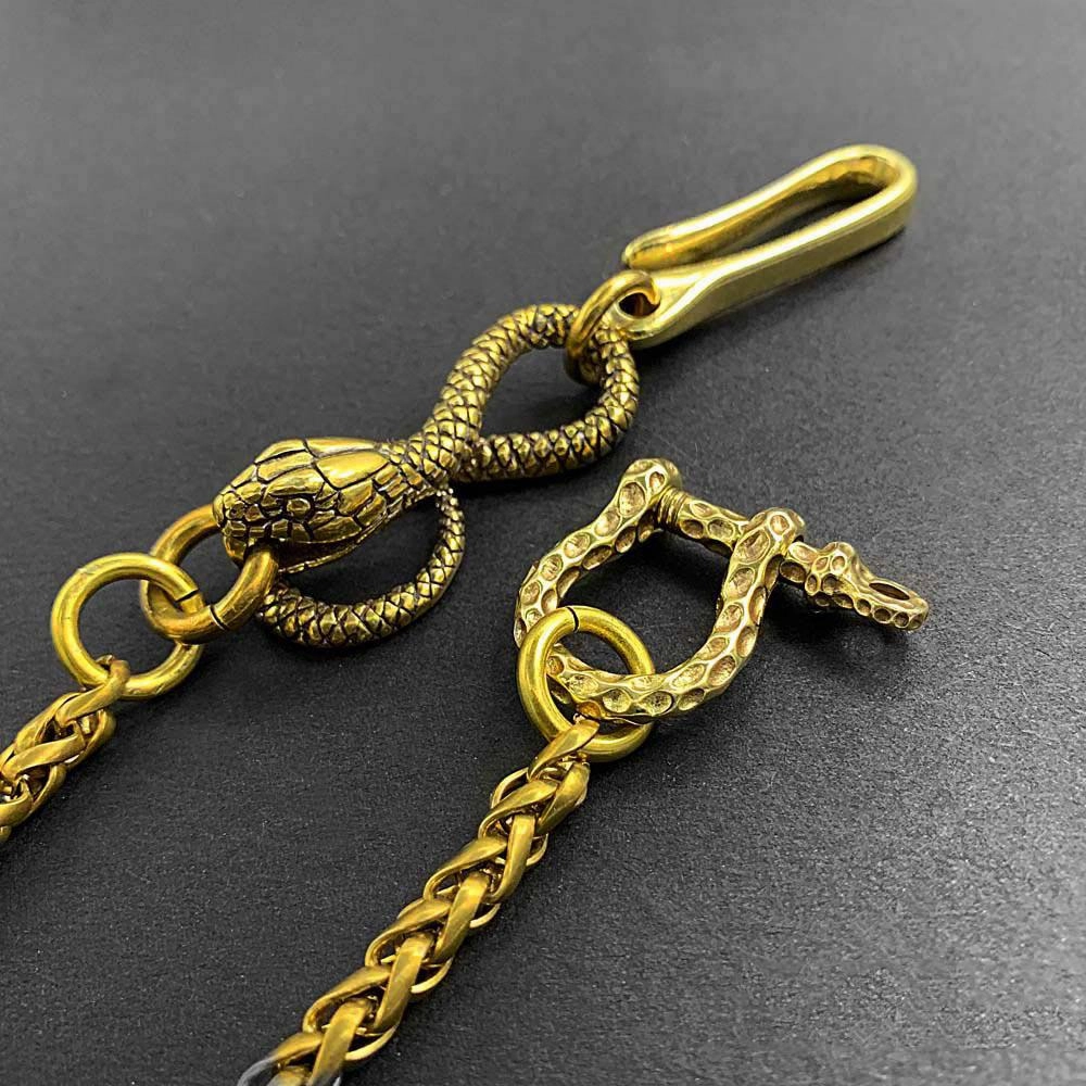 Cool Brass 18" Mens Python Snake Key Chain Pants Chain Wallet Chain Motorcycle Wallet Chain for Men