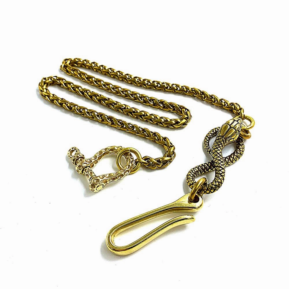 Cool Brass 18" Mens Python Snake Key Chain Pants Chain Wallet Chain Motorcycle Wallet Chain for Men