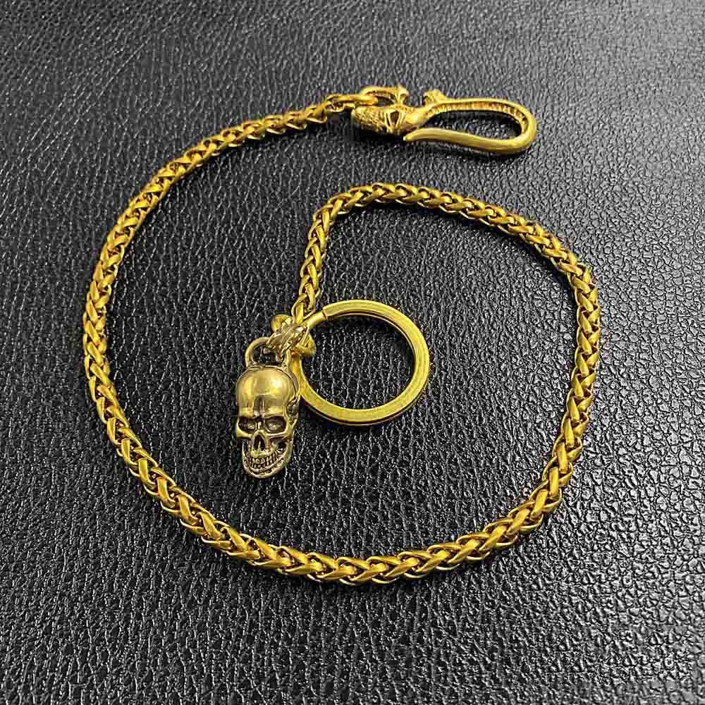 Cool Brass 18" Mens Skull Ring Key Chain Pants Chain Wallet Chain Motorcycle Wallet Chain for Men