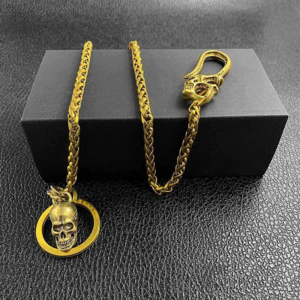 Cool Brass 18" Mens Skull Ring Key Chain Pants Chain Wallet Chain Motorcycle Wallet Chain for Men