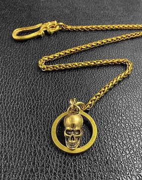 Cool Brass 18" Mens Skull Ring Key Chain Pants Chain Wallet Chain Motorcycle Wallet Chain for Men