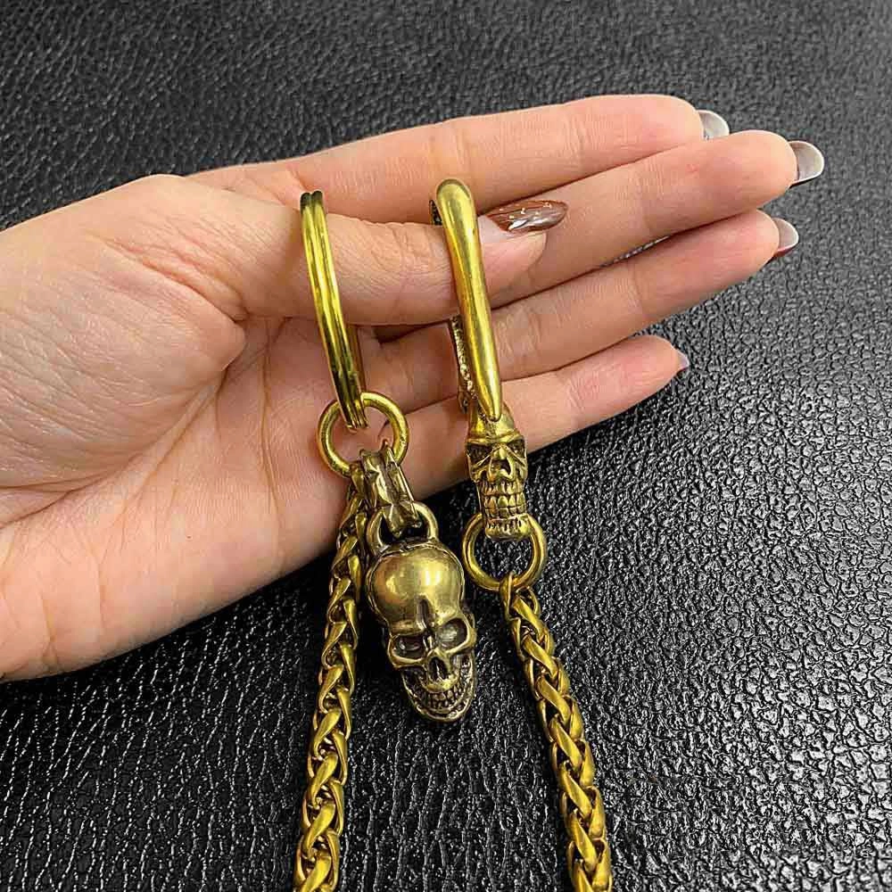 Cool Brass 18" Mens Skull Ring Key Chain Pants Chain Wallet Chain Motorcycle Wallet Chain for Men