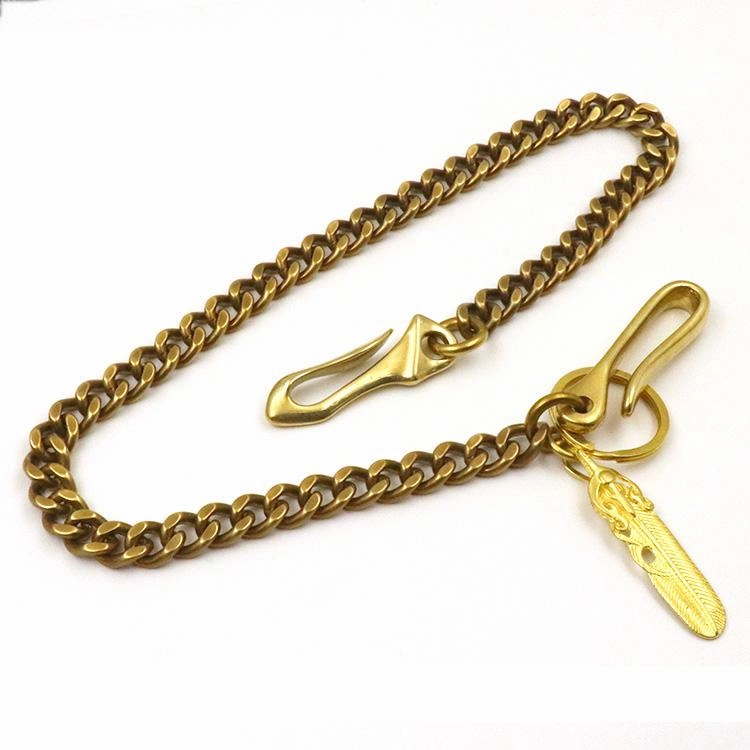 Cool Brass Mens Key Chain Long Gold Wallet Chain Pants Chain Biker Wallet Chain For Men