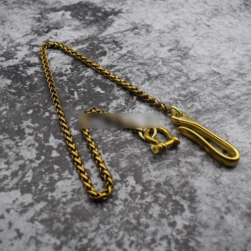 Cool Gold Brass Mens 19'' Skull Wallet Chain Biker Trucker Wallet Chain Pants Chain for Men