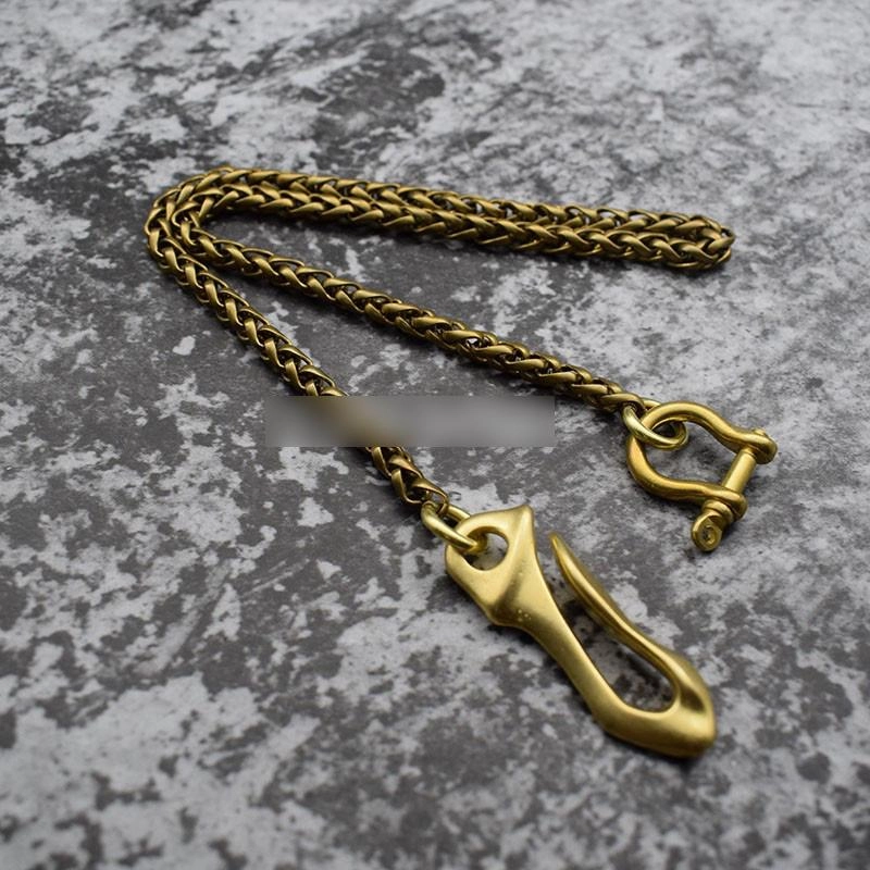 Cool Gold Brass Mens 19'' Skull Wallet Chain Biker Trucker Wallet Chain Pants Chain for Men