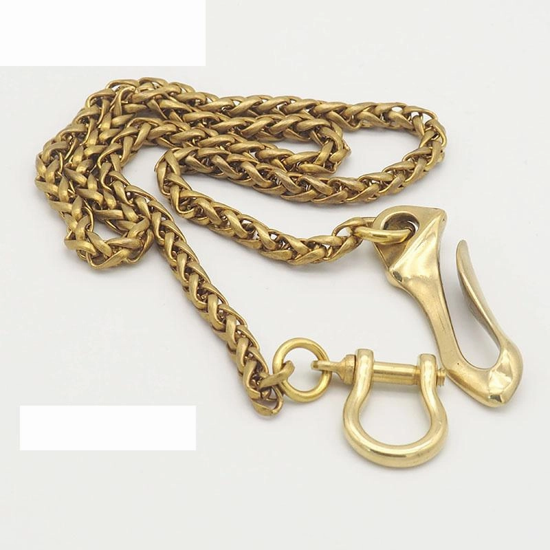 Cool Gold Brass Mens 19'' Skull Wallet Chain Biker Trucker Wallet Chain Pants Chain for Men