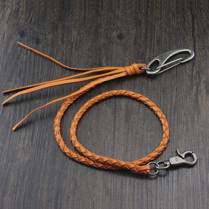Cool Handmade Braided Leather Punk Rock Wallets Chain Biker Trucker Wallet Chain Trucker Wallet Chain for Men