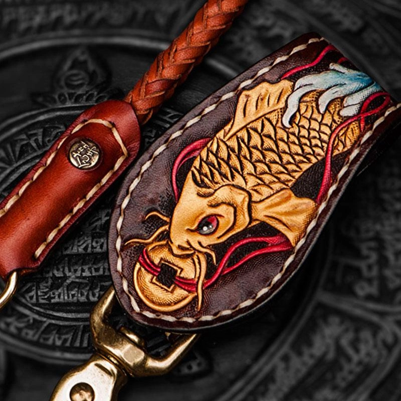 Cool Leather Braided Biker Chain Carp Wallet Chain for Chain Wallet Biker Wallet