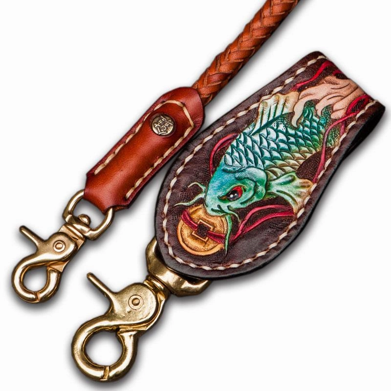 Cool Leather Braided Biker Chain Carp Wallet Chain for Chain Wallet Biker Wallet