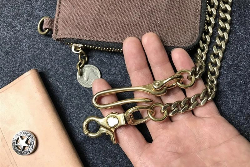 Cool Men's 18?Gold Brass Biker jeans chain jean chain Pants Chains Biker Wallet Chain For Men