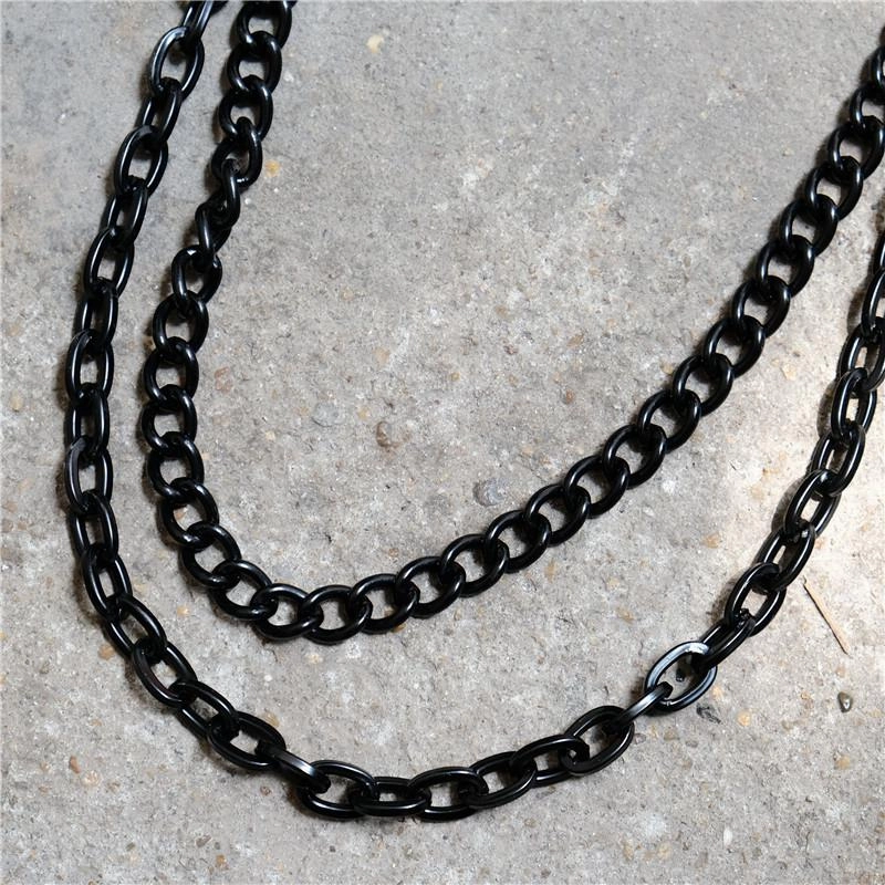 Cool Men's Black Handcuffs Double Long Wallet Chain Pants Chains Biker Wallet Chain For Men