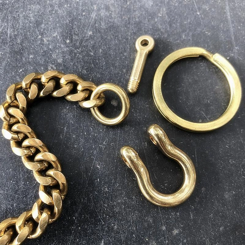 Cool Men's Brass 14'' Gold Skull Wallet Key Chain Pants Chains Biker Wallet Chain For Men