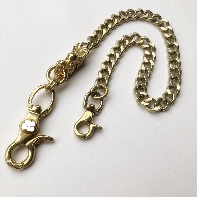 Cool Men's Brass Chinese Dragon 18'' Pants Chains Biker Wallet Chain For Men