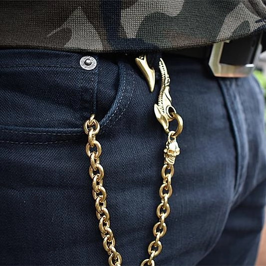 Cool Men's Brass Dragon Skull  Wallet Chain Pants Chains Biker Wallet Chain For Men