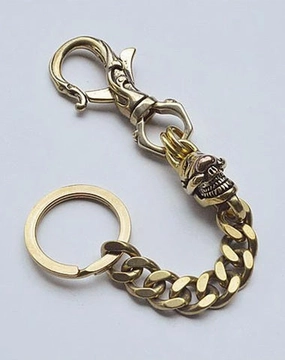 Cool Men's Brass Skull Biker Key Chain Key Holder For Men