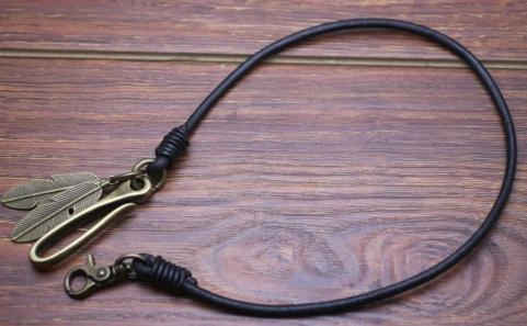 Cool Men's Feather Leather Key Chain Pants Chain Biker Wallet Chain For Men