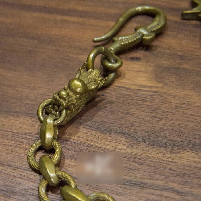 Cool Men's Handmade Chinese Dragon Brass Key Chain Pants Chains Biker Wallet Chain For Men
