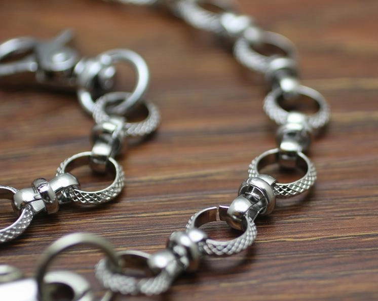 Cool Men's Handmade Silver Stainless Steel Pants Chain Biker Wallet Chain For Men