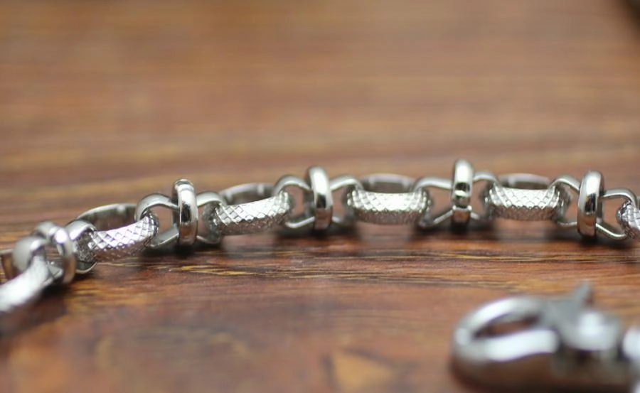 Cool Men's Handmade Silver Stainless Steel Pants Chain Biker Wallet Chain For Men