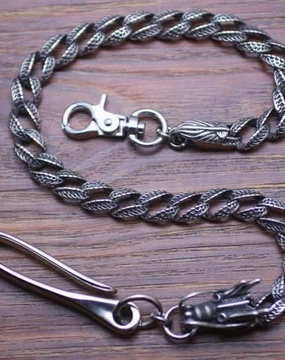 Cool Men's Handmade Stainless Steel Chinese Dragon Biker Wallet Chain Pants Chain Wallet Chain For Men