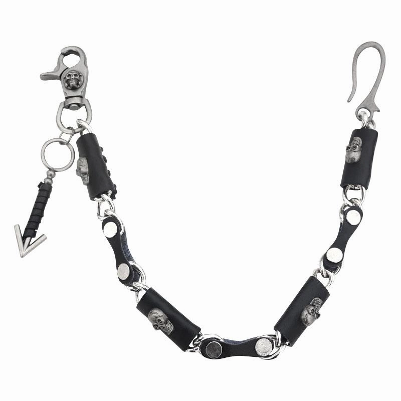 Cool Men's Leather and Metal Chain Long Biker Wallet Chain Pants Chain For Men