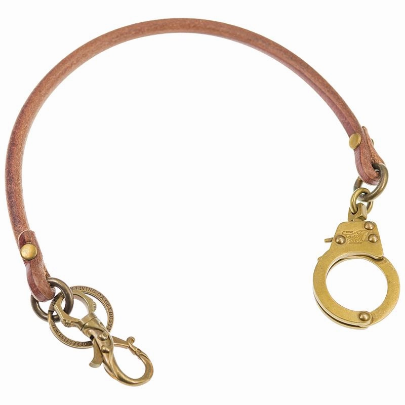 Cool Men's Leather Gold Brass Hook Key Chain Pants Chain Biker Wallet Chain For Men