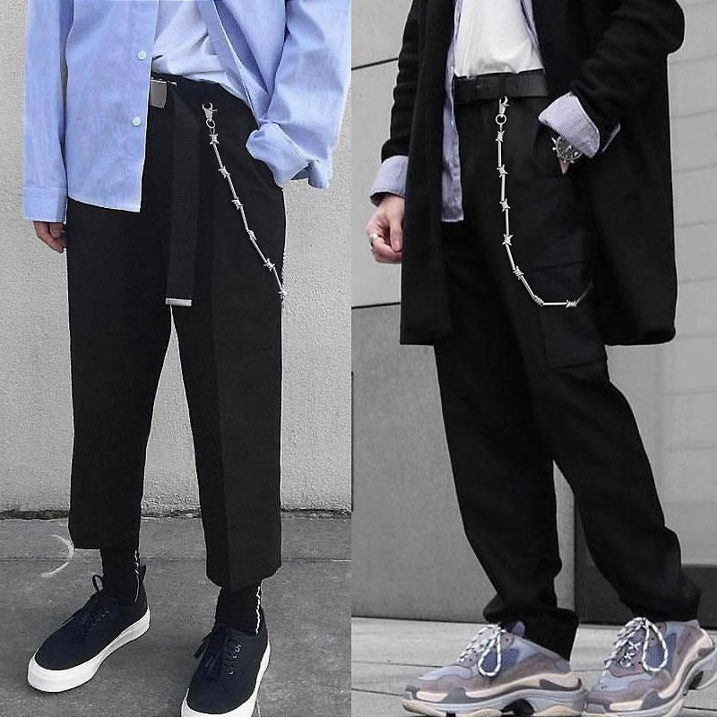 Cool Men's Rock Puck Long Stainless Steel Pants Chain Biker Wallet Chain For Men