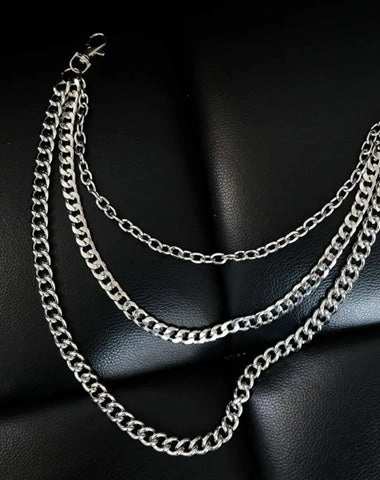 Cool Men's Silver Long Triple Pants Chain Punk Long Biker Wallet Chain For Men