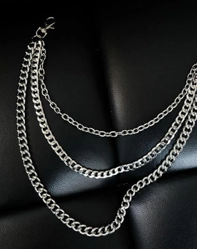 Cool Men's Silver Long Triple Pants Chain Punk Long Biker Wallet Chain For Men