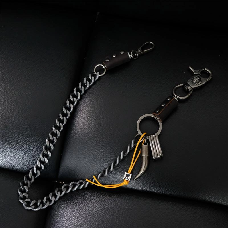 Cool Men's Silver Skull Long Wallet Chain Pants Chain Biker Wallet Chain For Men