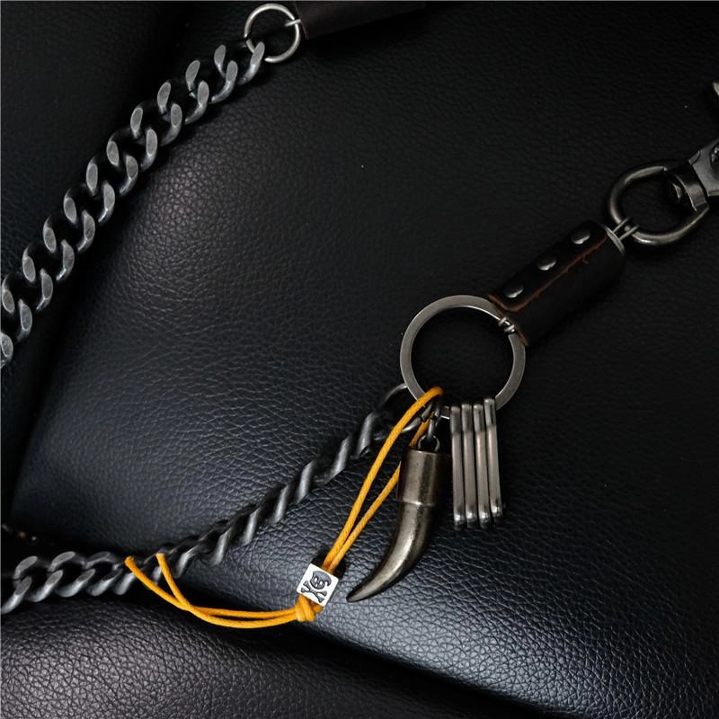 Cool Men's Silver Skull Long Wallet Chain Pants Chain Biker Wallet Chain For Men