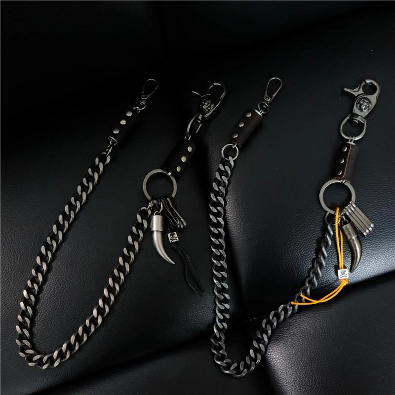 Cool Men's Silver Skull Long Wallet Chain Pants Chain Biker Wallet Chain For Men