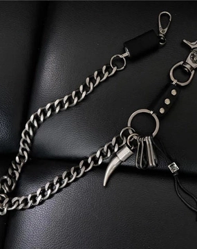 Cool Men's Silver Skull Long Wallet Chain Pants Chain Biker Wallet Chain For Men