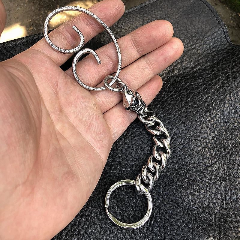 Cool Men's Stainless Steel Skull Key Chain Pants Chains Biker Wallet Chain For Men