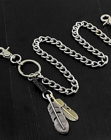 Cool Mens Feather Silver Wallet Chain Pants Chain jeans chain jean chain Biker Wallet Chain For Men