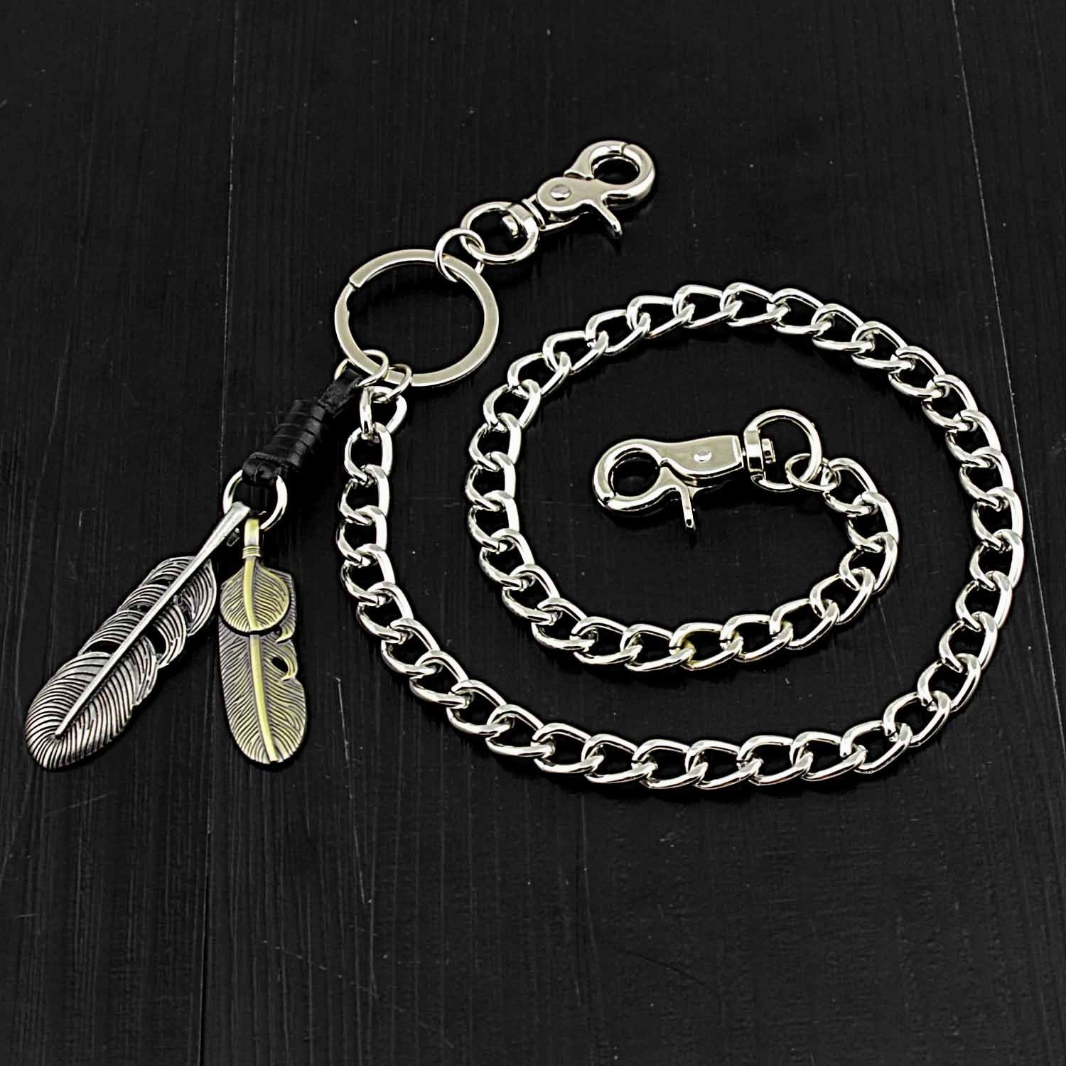 Cool Mens Feather Silver Wallet Chain Pants Chain jeans chain jean chain Biker Wallet Chain For Men